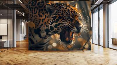  a angry jaguar biting Wall mural